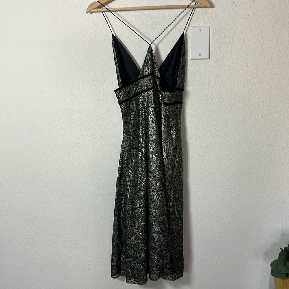 Diane von Furstenberg Black Silvery Gold Lace Strappy Silk Dress Sz. 8 NWT! - Picture 6 of 7